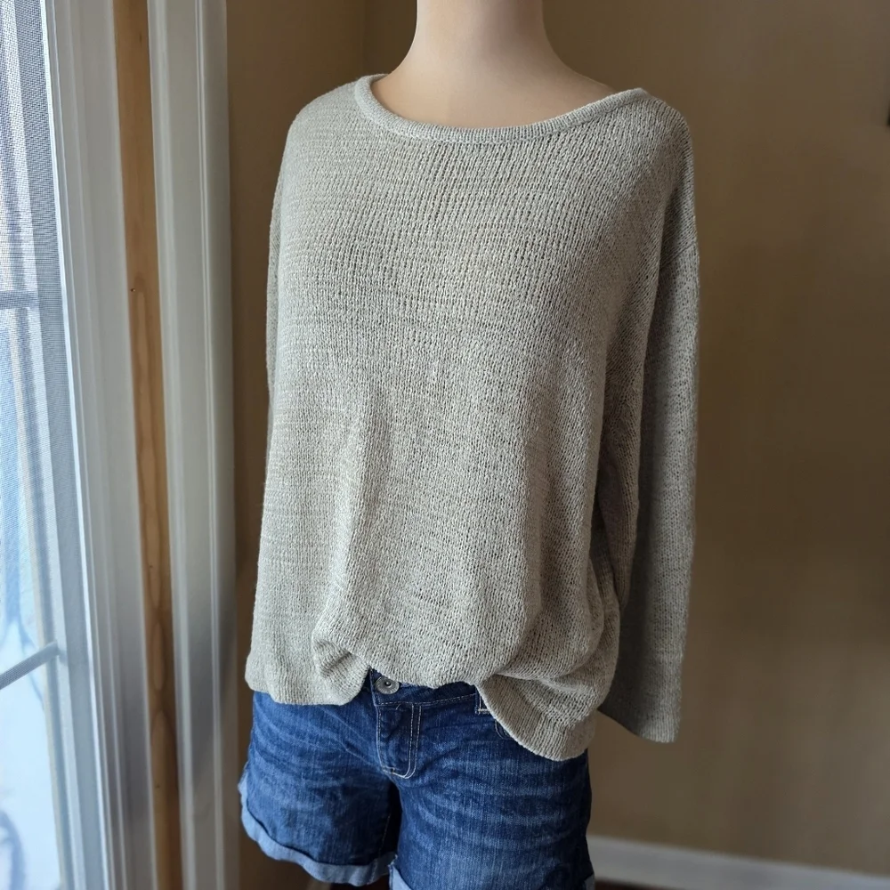 XL Light Tan Taupe Knit Sweater Saint Tropez West‎ Quiet Luxury Old Money